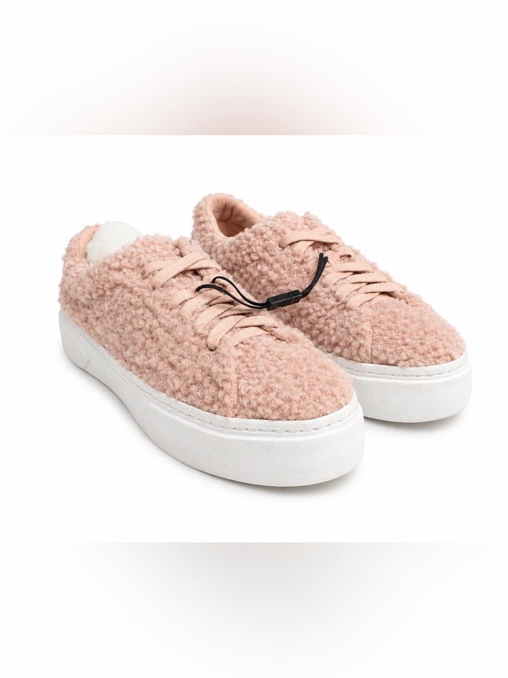NWT! Zara Women’s Blush Teddy Faux Fur Platform Sneakers. Size: 36/US 6